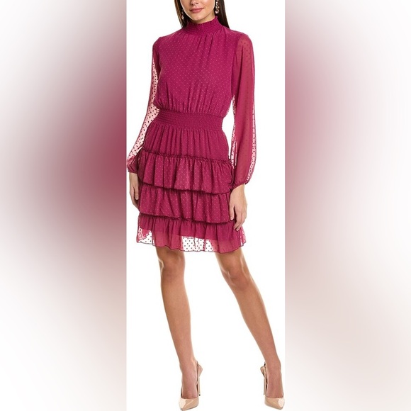 Nanette Lepore Dresses & Skirts - NWT. Nanette Lepore 12 Raspberry Radiance High Neck Long Sleeve Dress.